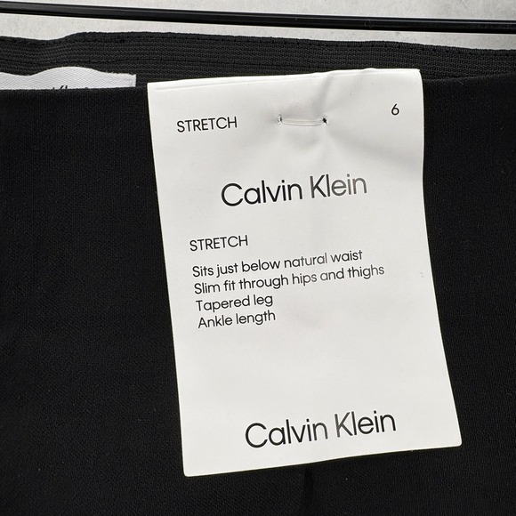 Calvin Klein Pants Womens 6 Black Stretch Slim Tapered Ankle Pull On Career NWT - Picture 5 of 16